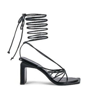 A’mmonde Atelier Aime 80 Black Leather Lace Up Heels